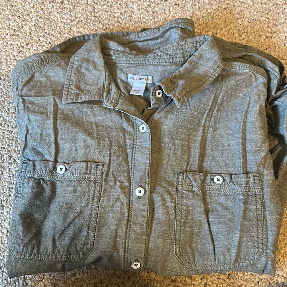 Carhartt green button up shirt size XL
